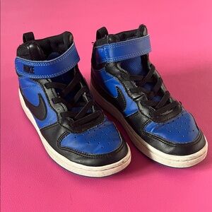 Nike Kids Black and Blue High-Top Sneakers